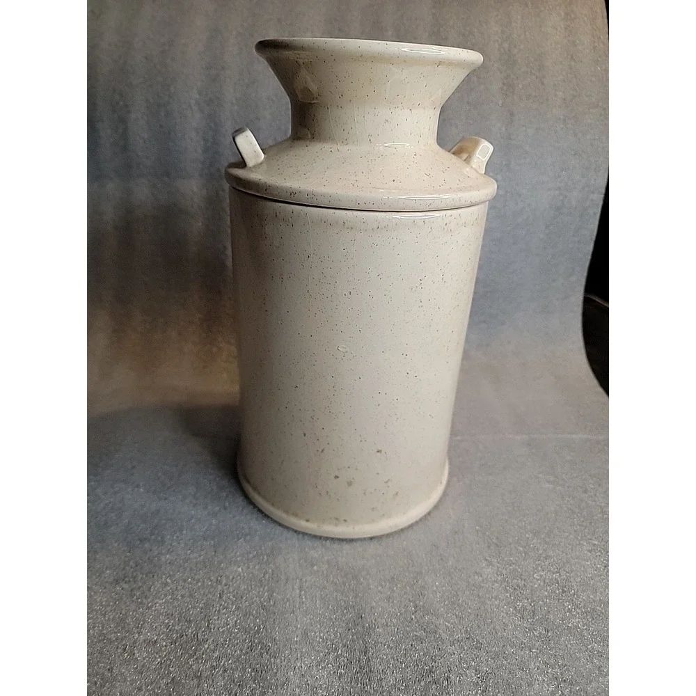 Ceramic Milk Can‎ Shape Cookie Jar With Flower Design & The Word Cookies